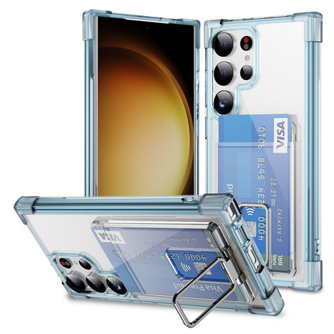 For Samsung Galaxy S24 Ultra Case Reinforced Corners TPU + Acrylic Phone Cover with Kickstand Card Holder