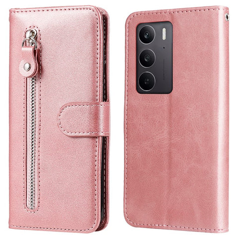 For Oppo A5 5G / 4G / Realme C75 5G / C75 4G / C73 5G / C71 4G / 14x 5G Case Zipper Wallet Calf Texture PU Leather Phone Cover