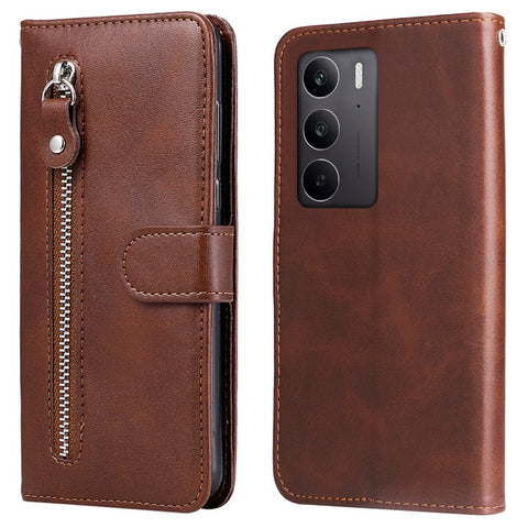 For Oppo A5 5G / 4G / Realme C75 5G / C75 4G / C73 5G / C71 4G / 14x 5G Case Zipper Wallet Calf Texture PU Leather Phone Cover