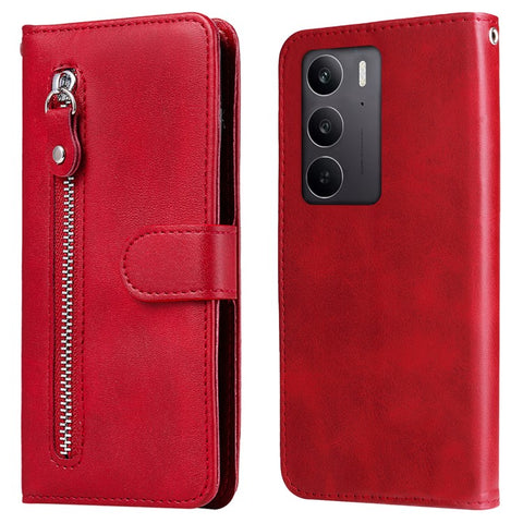 For Oppo A5 5G / 4G / Realme C75 5G / C75 4G / C73 5G / C71 4G / 14x 5G Case Zipper Wallet Calf Texture PU Leather Phone Cover