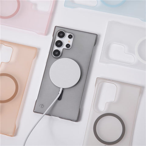 For Samsung Galaxy S24 Ultra Phone Case Anti Scratch Frameless PC Cover Magnetic Case