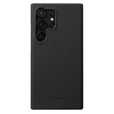 MELKCO For Samsung Galaxy S25 Ultra Case Incomplete Edge Genuine Cow Leather Coated PC Cover