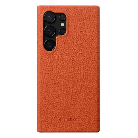 MELKCO For Samsung Galaxy S25 Ultra Case Incomplete Edge Genuine Cow Leather Coated PC Cover