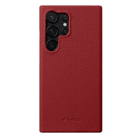 MELKCO For Samsung Galaxy S25 Ultra Case Incomplete Edge Genuine Cow Leather Coated PC Cover