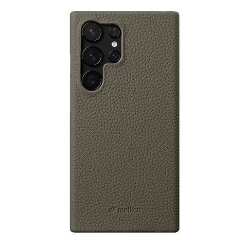 MELKCO For Samsung Galaxy S25 Ultra Case Incomplete Edge Genuine Cow Leather Coated PC Cover