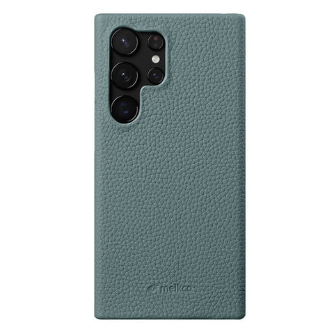 MELKCO For Samsung Galaxy S25 Ultra Case Incomplete Edge Genuine Cow Leather Coated PC Cover
