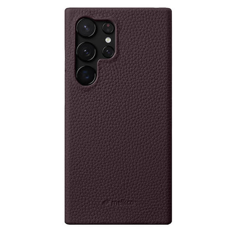 MELKCO For Samsung Galaxy S25 Ultra Case Incomplete Edge Genuine Cow Leather Coated PC Cover