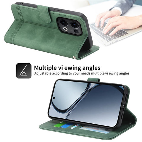 DIERFENG DF-03 For Oppo Reno13 5G (Global) Leather Case Lines Imprint Wallet Phone Cover