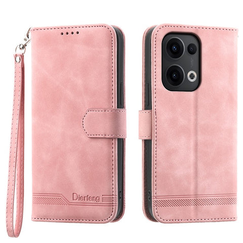 DIERFENG DF-03 For Oppo Reno13 5G (Global) Leather Case Lines Imprint Wallet Phone Cover