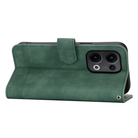 DIERFENG DF-03 For Oppo Reno13 Pro 5G Leather Case Lines Imprint Wallet Phone Cover