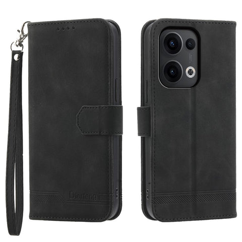 DIERFENG DF-03 For Oppo Reno13 Pro 5G Leather Case Lines Imprint Wallet Phone Cover