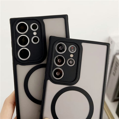 For Samsung Galaxy S24 Ultra Magnetic Case TPU + PC Skin Touch Matte Phone Cover