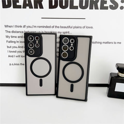 For Samsung Galaxy S24 Ultra Magnetic Case TPU + PC Skin Touch Matte Phone Cover
