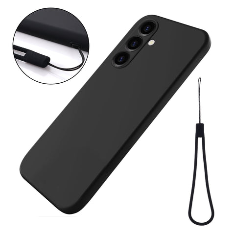 For Samsung Galaxy M14 4G Case Liquid Silicone Phone Back Cover with Hand Strap
