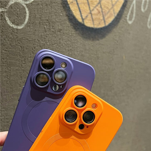 For iPhone 15 Pro Max Case Compatible with MagSafe Liquid Silicone Phone Cover with Tempered Glass Lens Protector