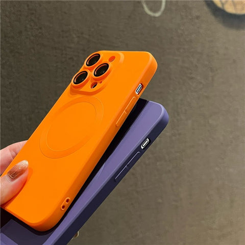 For iPhone 15 Pro Max Case Compatible with MagSafe Liquid Silicone Phone Cover with Tempered Glass Lens Protector