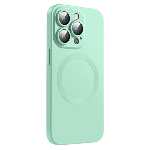 For iPhone 15 Pro Max Case Compatible with MagSafe Liquid Silicone Phone Cover with Tempered Glass Lens Protector
