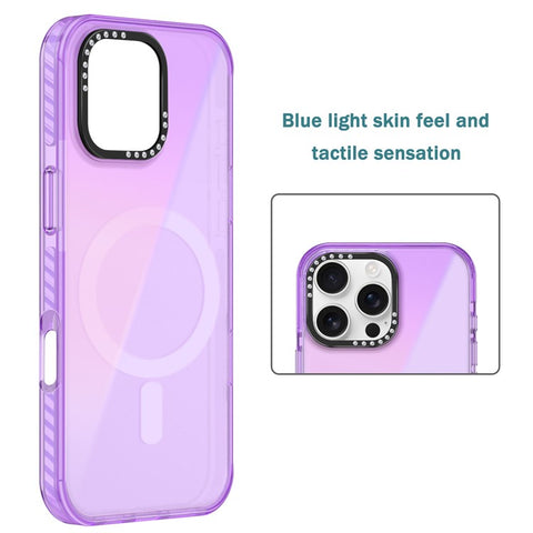 For iPhone 16 Pro Max Magnetic Case IMD TPU + PC Phone Back Cover with Metal Lens Frame