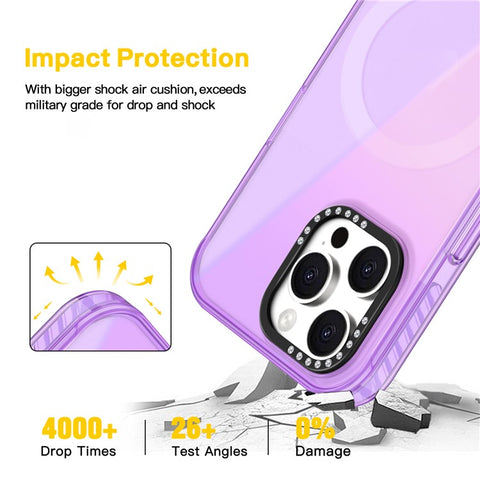 For iPhone 16 Pro Max Magnetic Case IMD TPU + PC Phone Back Cover with Metal Lens Frame