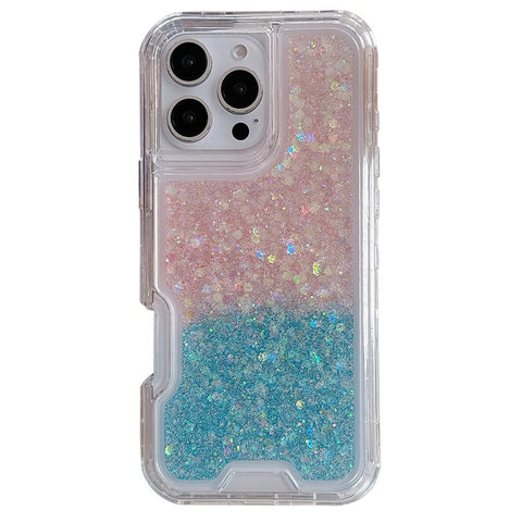 For iPhone 16 Pro Max Case Glitter Epoxy TPU PC Phone Back Cover Detachable 2 in 1