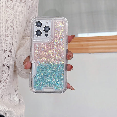 For iPhone 16 Pro Max Case Glitter Epoxy TPU PC Phone Back Cover Detachable 2 in 1