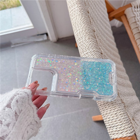 For iPhone 16 Pro Max Case Glitter Epoxy TPU PC Phone Back Cover Detachable 2 in 1