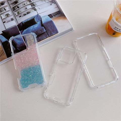 For iPhone 16 Pro Max Case Glitter Epoxy TPU PC Phone Back Cover Detachable 2 in 1