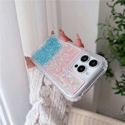 For iPhone 16 Pro Max Case Glitter Epoxy TPU PC Phone Back Cover Detachable 2 in 1