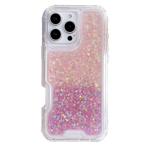 For iPhone 16 Pro Max Case Glitter Epoxy TPU PC Phone Back Cover Detachable 2 in 1