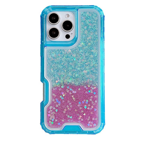 For iPhone 16 Pro Max Case Glitter Epoxy TPU PC Phone Back Cover Detachable 2 in 1
