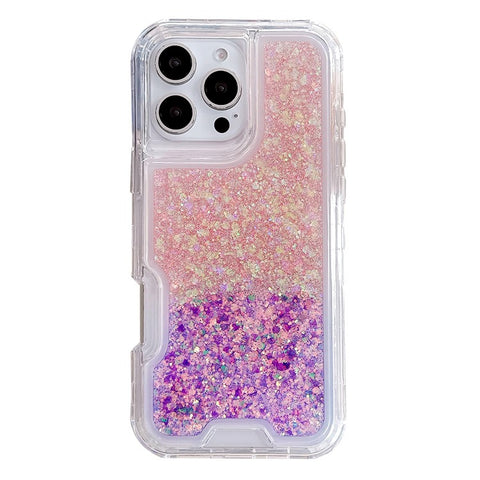 For iPhone 16 Pro Max Case Glitter Epoxy TPU PC Phone Back Cover Detachable 2 in 1