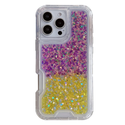 For iPhone 16 Pro Max Case Glitter Epoxy TPU PC Phone Back Cover Detachable 2 in 1