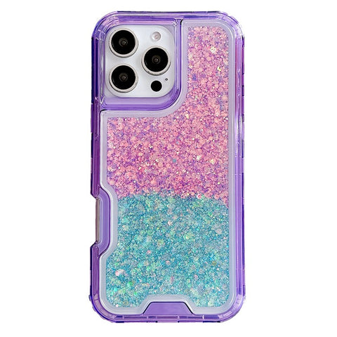 For iPhone 16 Pro Max Case Glitter Epoxy TPU PC Phone Back Cover Detachable 2 in 1