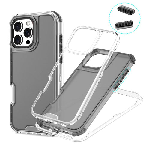 For iPhone 16 Pro Max Case Detachable Design Soft TPU + Clear PC Phone Back Cover