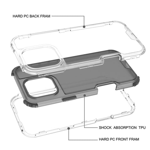 For iPhone 16 Pro Max Case Detachable Design Soft TPU + Clear PC Phone Back Cover