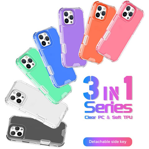 For iPhone 16 Pro Max Case Detachable Design Soft TPU + Clear PC Phone Back Cover