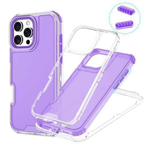 For iPhone 16 Pro Max Case Detachable Design Soft TPU + Clear PC Phone Back Cover
