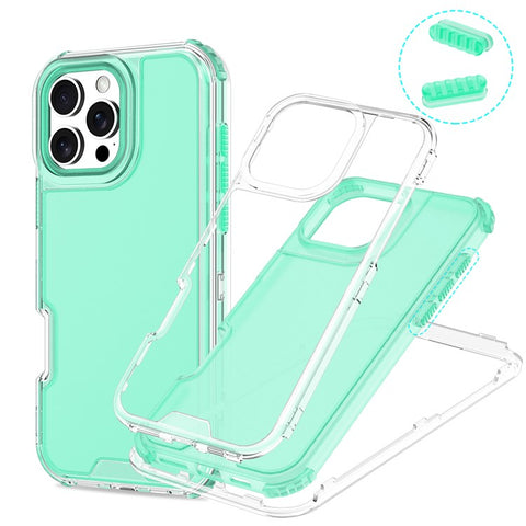 For iPhone 16 Pro Max Case Detachable Design Soft TPU + Clear PC Phone Back Cover