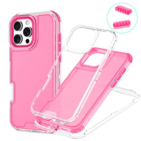 For iPhone 16 Pro Max Case Detachable Design Soft TPU + Clear PC Phone Back Cover