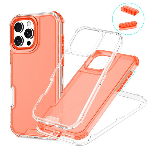 For iPhone 16 Pro Max Case Detachable Design Soft TPU + Clear PC Phone Back Cover