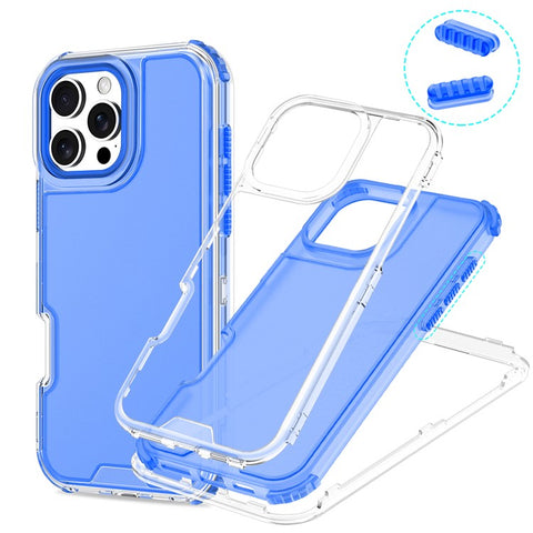 For iPhone 16 Pro Max Case Detachable Design Soft TPU + Clear PC Phone Back Cover