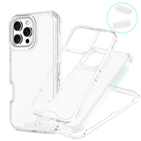 For iPhone 16 Pro Max Case Detachable Design Soft TPU + Clear PC Phone Back Cover