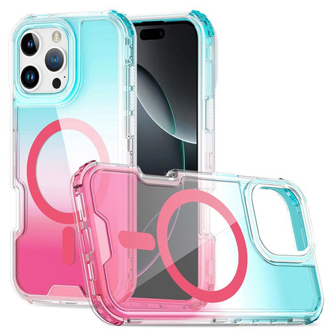 For iPhone 16 Pro Case Compatible with MagSafe Gradient Color TPU + PC Phone Back Cover