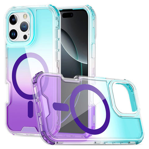 For iPhone 16 Pro Case Compatible with MagSafe Gradient Color TPU + PC Phone Back Cover