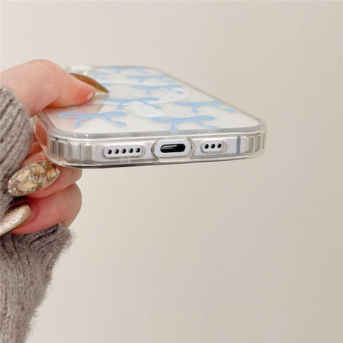For iPhone 16 Pro Case Compatible with MagSafe Bowknot Pattern PC + TPU Phone Back Cover