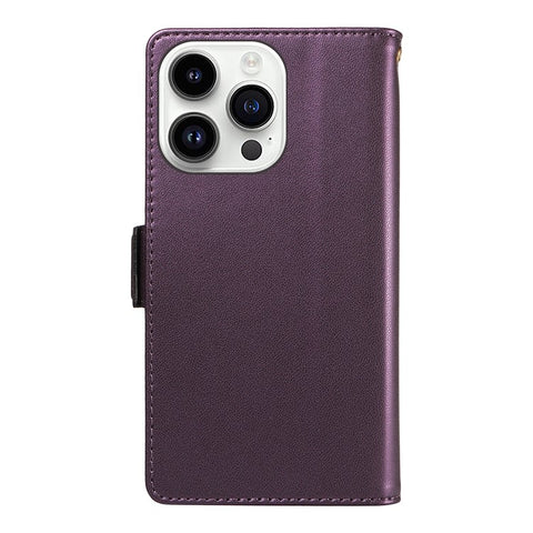 For iPhone 14 Pro Case with Multi-Card Holder and Strap PU Leather Phone Cover Stand
