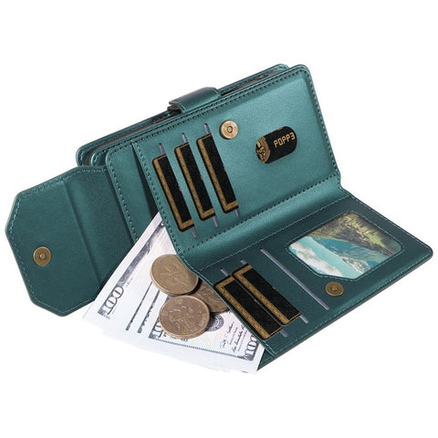 For iPhone 14 Pro Max Case with Multi-Card Holder and Strap PU Leather Phone Cover Stand