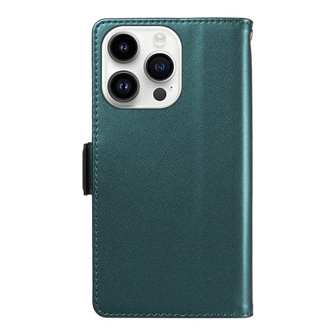 For iPhone 14 Pro Max Case with Multi-Card Holder and Strap PU Leather Phone Cover Stand