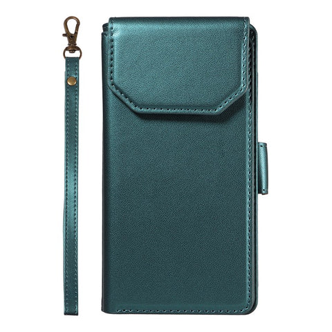 For iPhone 15 Pro Case with Multi-Card Holder and Strap PU Leather Phone Cover Stand