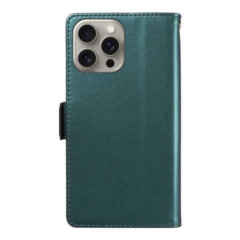 For iPhone 15 Pro Case with Multi-Card Holder and Strap PU Leather Phone Cover Stand